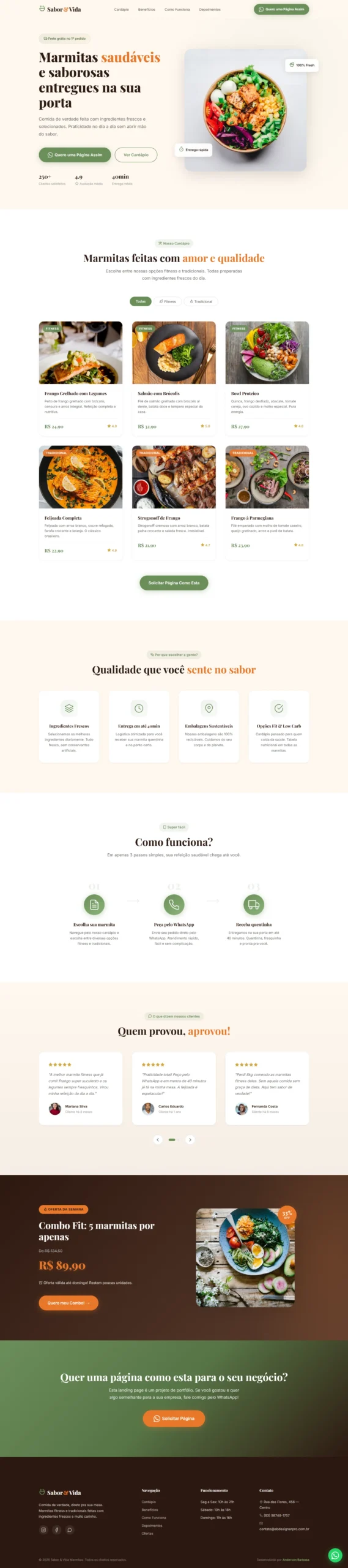 landing page para delivery de marmita